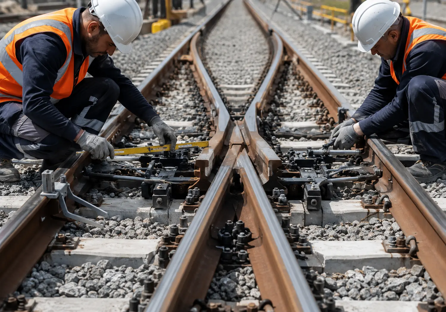 Installation and adjustment of track switches for railway infrastructure